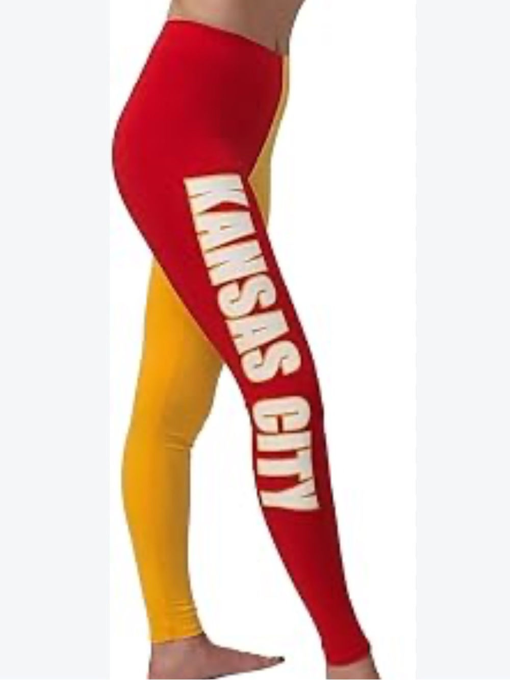 Kansas City Two-Tone Leggings in Red and Yellow